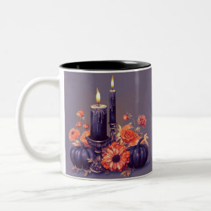 Tasse 2 Couleurs Bougies noires citrouilles ambiance effrayante et