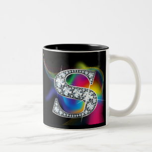 Tasse 2 Couleurs Boule de diamant "S" sur boule arc-en-ciel