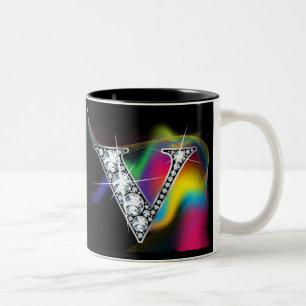 Tasse 2 Couleurs Boule de diamant "V" sur la boue arc-en-ciel