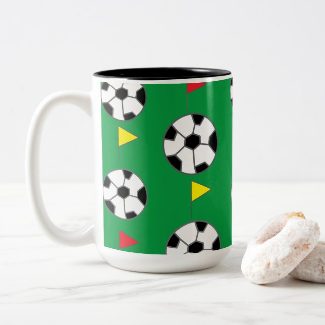 Tasse 2 Couleurs Boule de football (Avec donut)