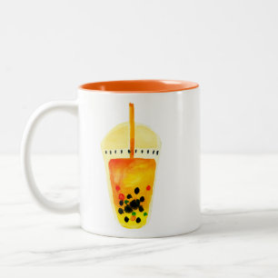 Tasse 2 Couleurs Boule de thé boba aquarelle art