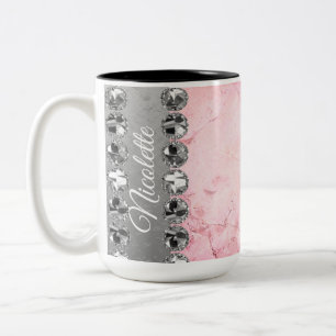 Tasse 2 Couleurs Boule diamant en marbre rose 