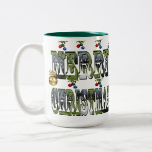 Tasse 2 Couleurs Boules de pelouse colorées Joyeux logo de Noël,