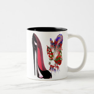 Tasse 2 Couleurs Bouquet du muguet et chaussure stylet noire