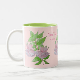 Tasse 2 Couleurs bouquets de fleurs roses avec feuilles joliment fl