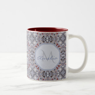 Tasse 2 Couleurs Bourgogne et Gris Motif Élégant Personnalisé