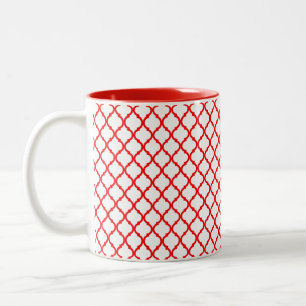 Tasse 2 Couleurs Bouton à café à deux tons rouge arabesque motif
