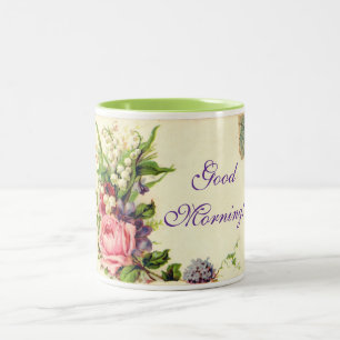 Tasse 2 Couleurs Bouton de carte postale du bon matin