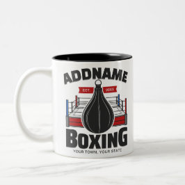 Tasse 2 Couleurs Boxe Anneau AJOUTER NOM Boxer Gym Speed Sac