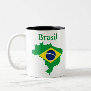 Tasse 2 Couleurs Brésil : Une carte du drapeau
