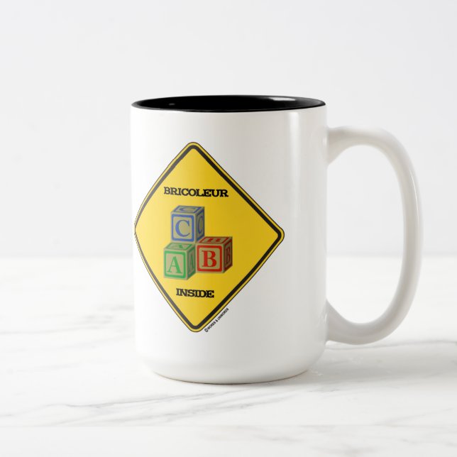Tasse 2 Couleurs Bricoleur à l'intérieur (panneau d'avertissement d (Droit)