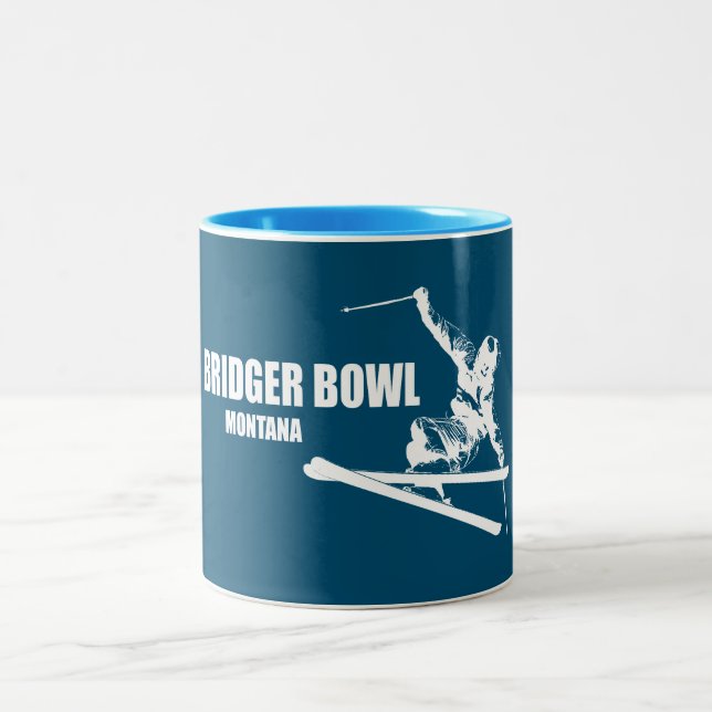 Tasse 2 Couleurs Bridger Bowl Montana Skier (Centre)