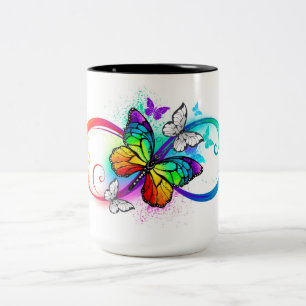 Tasse 2 Couleurs Bright infinity with rainbow butterfly