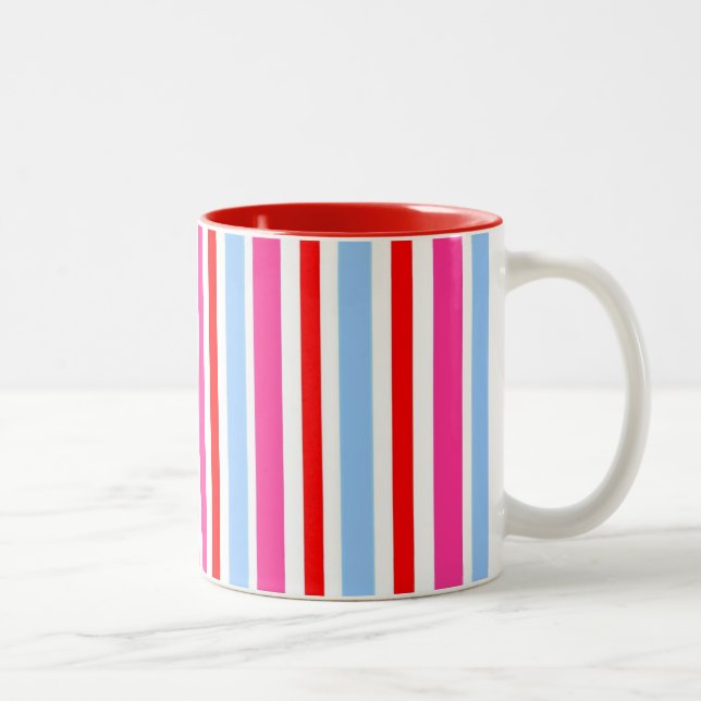Tasse 2 Couleurs Bright Red and Blue Candy Stripes (Droit)