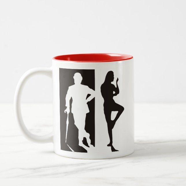 Tasse 2 Couleurs Britanniques Avengers noir et blanc silhouette (Gauche)