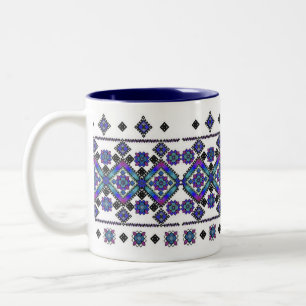 Tasse 2 Couleurs Broderie bleue