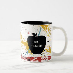 Tasse 2 Couleurs Brosse primaire Enseignant de l'art Abstrait Apple