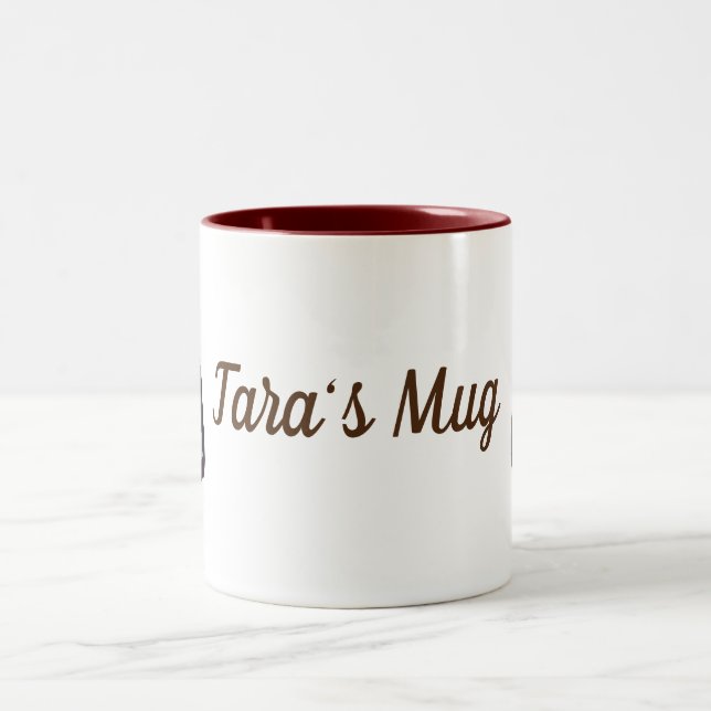 Tasse 2 Couleurs Brown Dog Eyes Nom personnalisé (Centre)