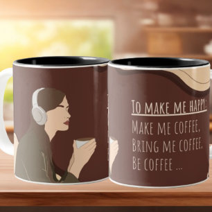Tasse 2 Couleurs Brown et crème esthétique Girl Coffee Wraparound