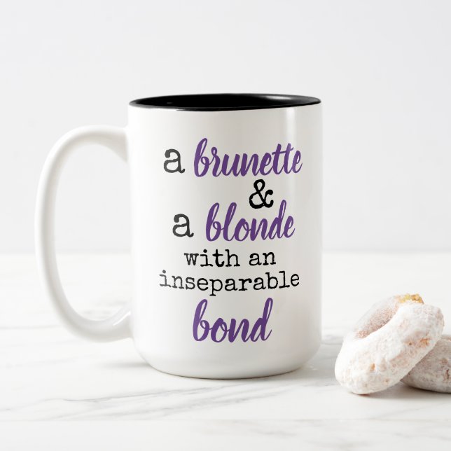 Tasse 2 Couleurs brune et blonde lien inséparable (Avec donut)