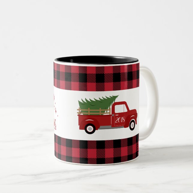 Tasse 2 Couleurs Buffalo Camion Rouge débarqué Noël (Devant droit)