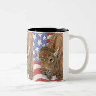 Tasse 2 Couleurs Buffalo patriotique et drapeau américain