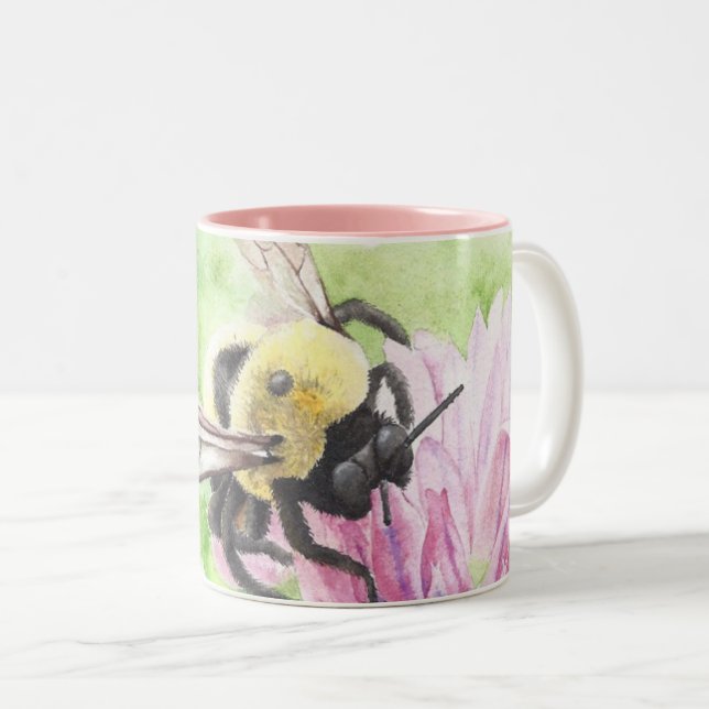 Tasse 2 Couleurs Bumblebee dans les fleurs (Devant droit)