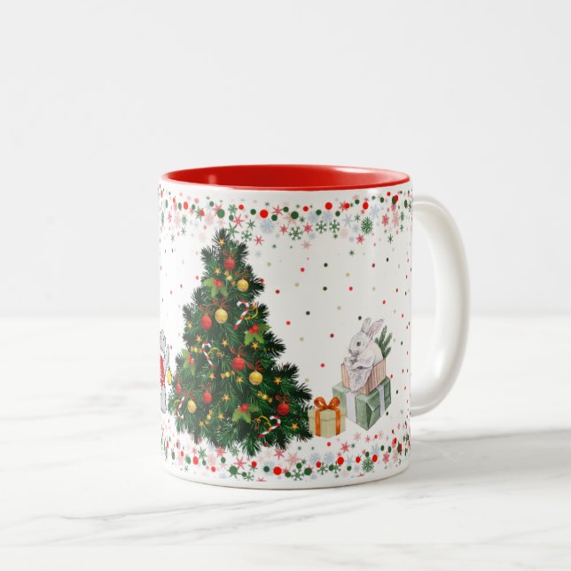 Tasse 2 Couleurs Bunnies Preparing for Christmas (Devant droit)