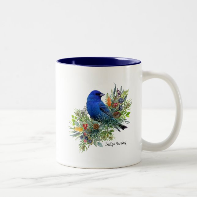 Tasse 2 Couleurs Bunting d'indigo de boue d'oiseaux (Droit)