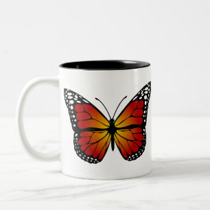 Tasse 2 Couleurs Butterfly Monarch Abstract Artistic Line Art