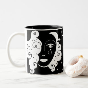 Tasse 2 Couleurs BW Femme Du Monogramme Des Étoiles