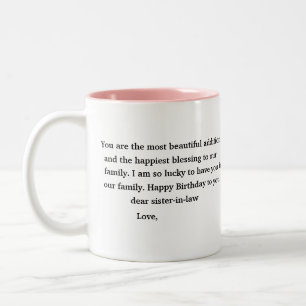 Tasse 2 Couleurs Cadeau Anniversaire Pour Soeur En Droit Café À D