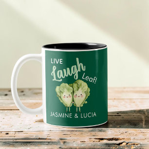 Tasse 2 Couleurs Cadeau d'ami légume drôle feuille rire vivant