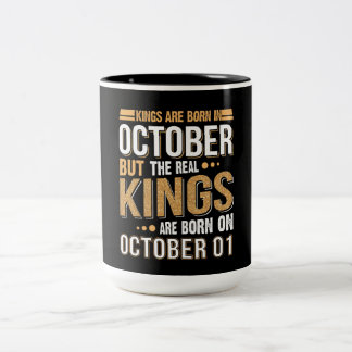 Tasse 2 Couleurs Cadeau d'anniversaire | Les Rois Sont Nés En Octob