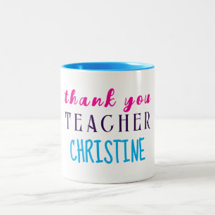 Tasse 2 Couleurs Cadeau d'appréciation de l'enseignant, Merci perso