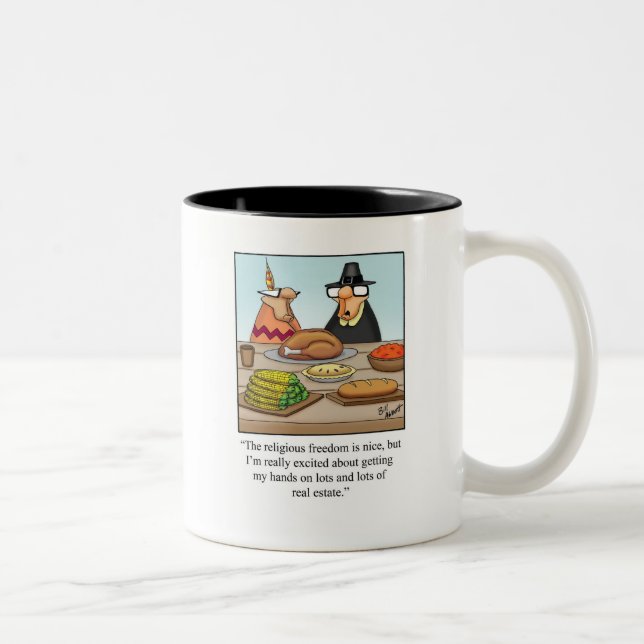 Tasse 2 Couleurs Cadeau de café de l'Humour Thanksgiving (Droit)