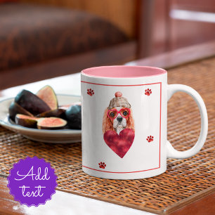 Tasse 2 Couleurs Cadeau de la Saint-Valentin Cavalier Spaniel Patte