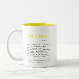 Tasse 2 Couleurs Cadeau de maman polonaise - définition MAMA Jaune