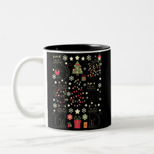 Tasse 2 Couleurs Cadeau de Noël pour amateur de chats pour propriét