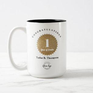 Tasse 2 Couleurs Cadeau de service personnalisé avec sceau doré pou