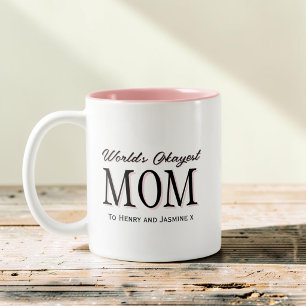 Tasse 2 Couleurs Cadeau de typographie rose noir pour la maman la p