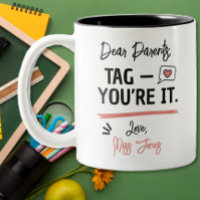 cadeau drôle de fin de trimestre Cher Parents Tag