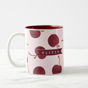 Tasse 2 Couleurs Cadeau Personnalisé avec Motif Cerise Esthétique