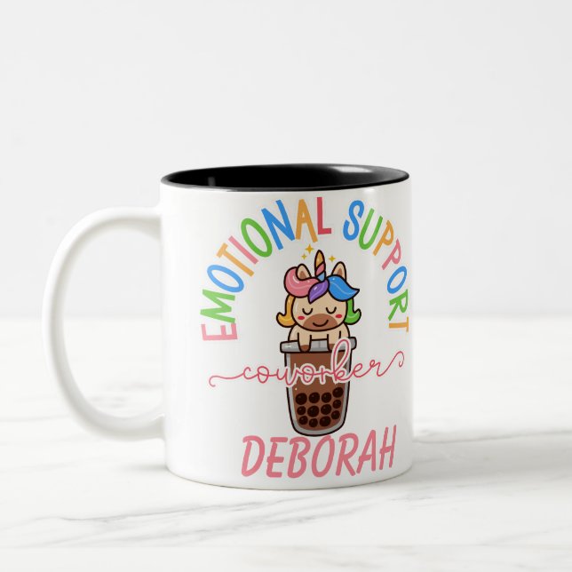 Tasse 2 Couleurs Cadeau personnalisé Rainbow Unicorn de travail Bes (Gauche)