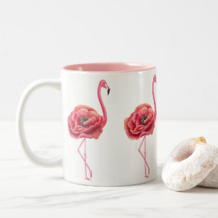 Tasse 2 Couleurs Cadeau rose fleurissant de Flamants roses