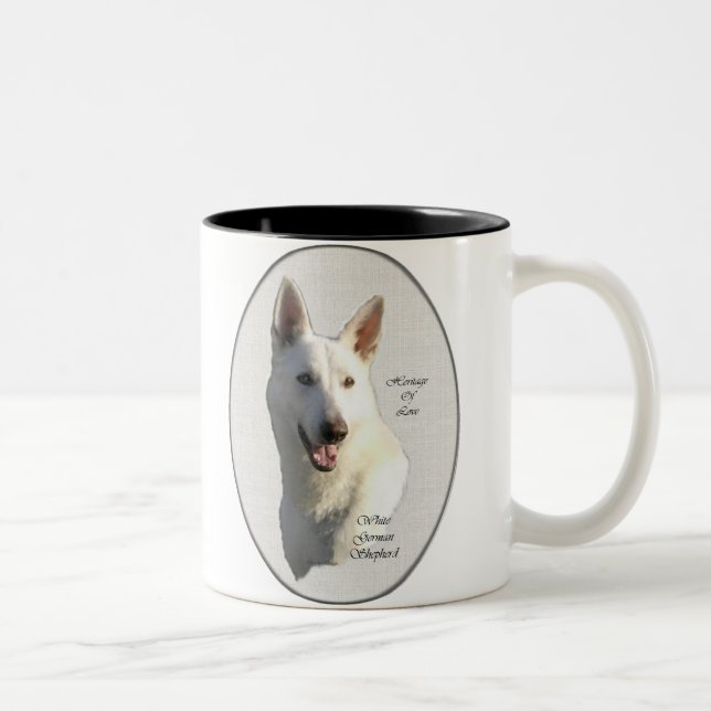 Tasse 2 Couleurs Cadeaux bergers allemands blancs (Droit)