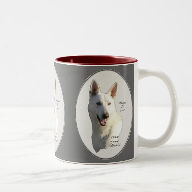 Tasse 2 Couleurs Cadeaux bergers allemands blancs (Droit)
