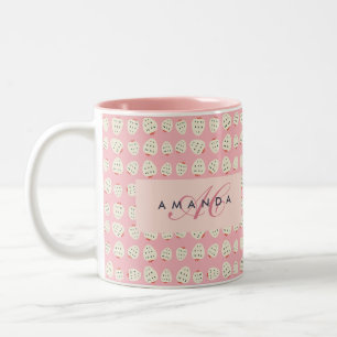 Tasse 2 Couleurs Cadeaux de monogramme à motif de fraise girly char
