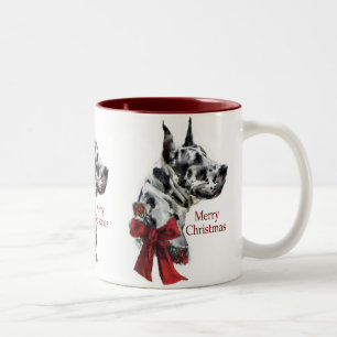 Tasse 2 Couleurs Cadeaux de Noël Arlequin Great Dane