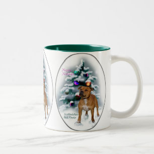 Tasse 2 Couleurs Cadeaux de Noël de bull-terrier du Staffordshire